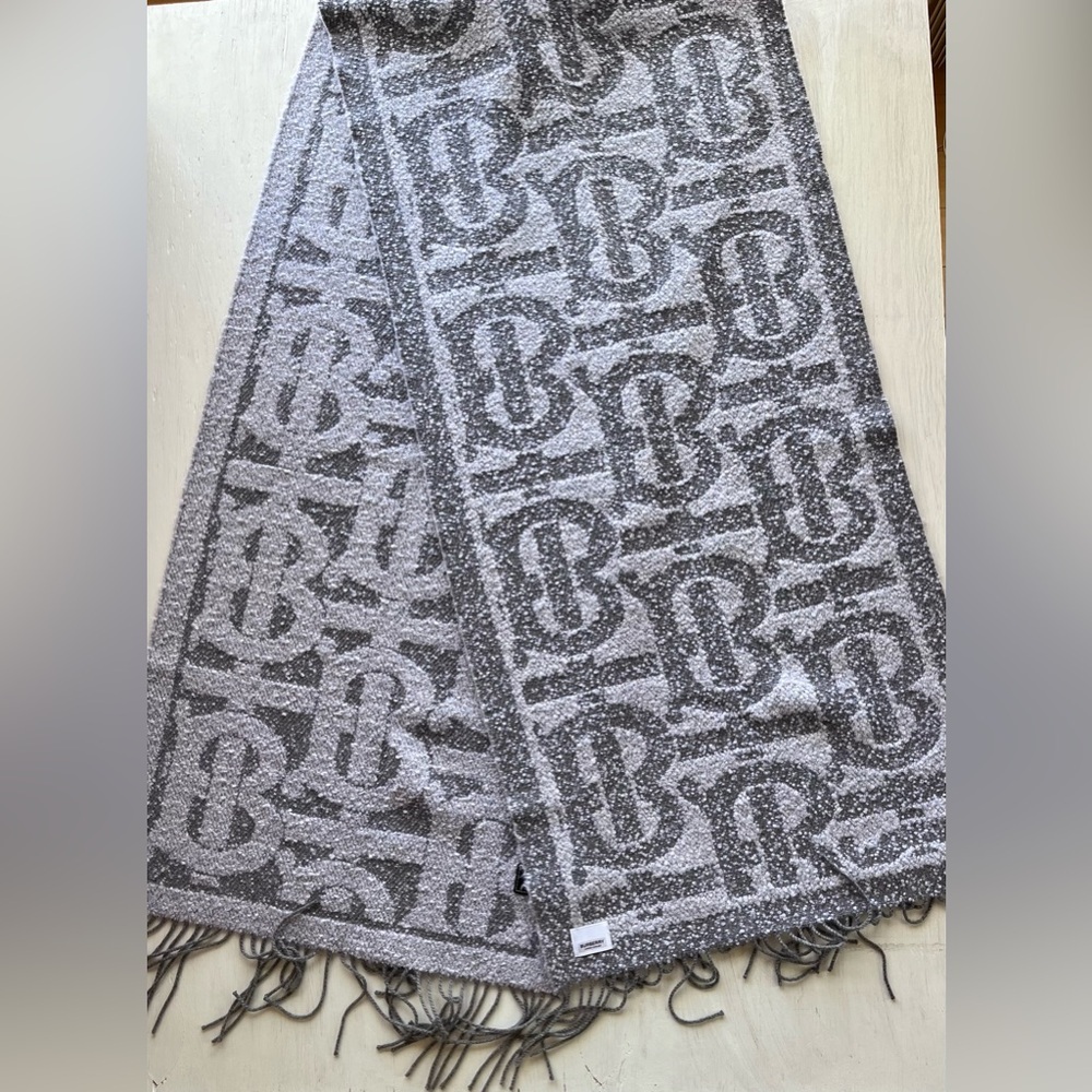 BURBERRY Oversize TB Monogram Fringe Cashmere & Silk Scarf - Picture 5 of 16